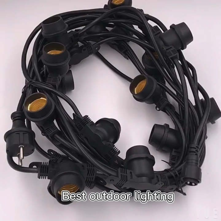 Liburan Luar Ruangan Pencahayaan Tali Lampu Dekorasi Natal Tali IP65 Tahan Air E27 Kabel Bulat Hitam Memperhiasi Sabuk1 1