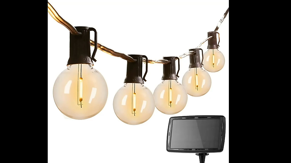 25FT IP65 กันน้ำไฟคริสต์มาสพลังงานแสงอาทิตย์ 220v ไฟ Diwali เชิงพาณิชย์ G40 หลอดไฟ LED หลอดไฟสตริง 1
