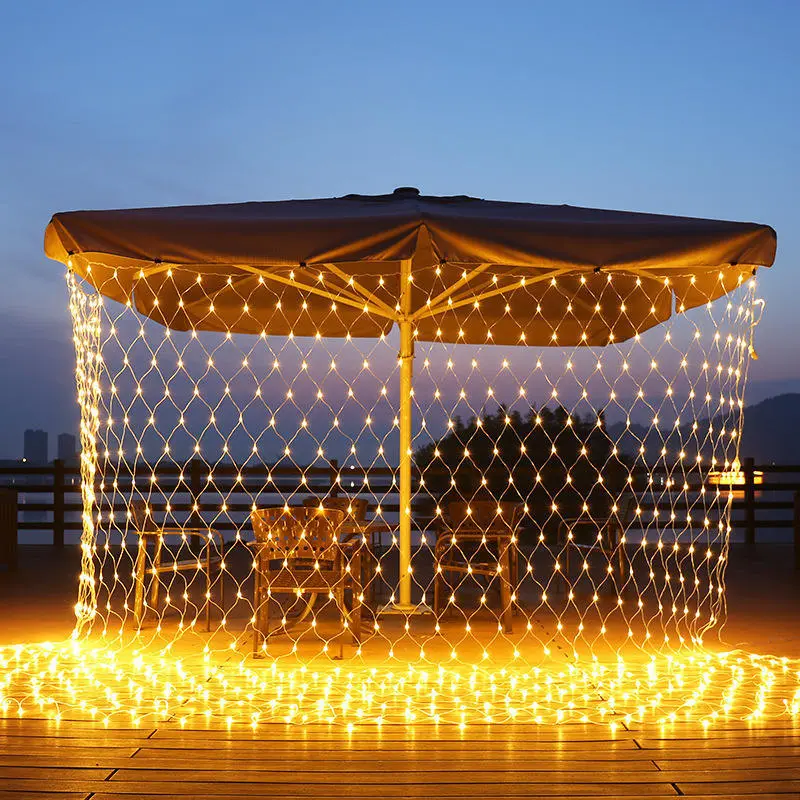 Dekorasi Natal Tembaga 200 Led 8 Mode Fishing Mesh Musquito Outdoor Float Flash Waterproof Solar Powered Led Net 1
