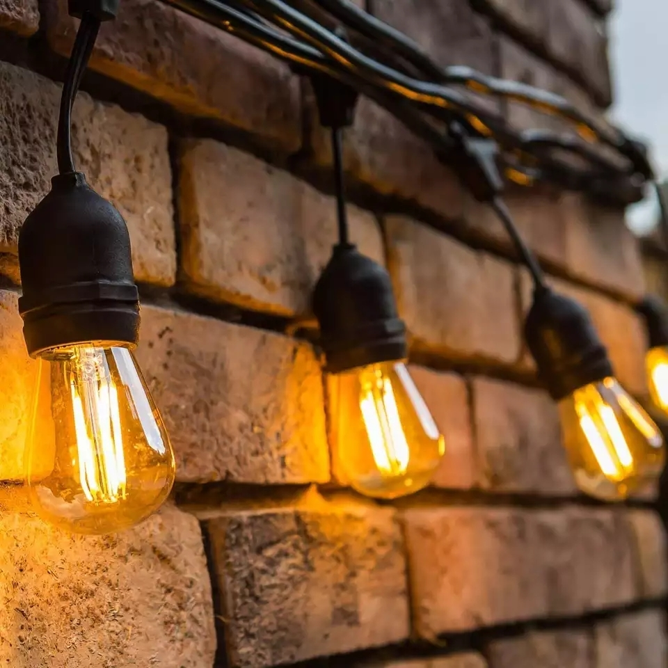 led s14 solar șir lumini în aer liber din plastic rezistent la apă S14 becuri led șiruri de lumină în aer liber rezistente la spart li de Crăciun 1