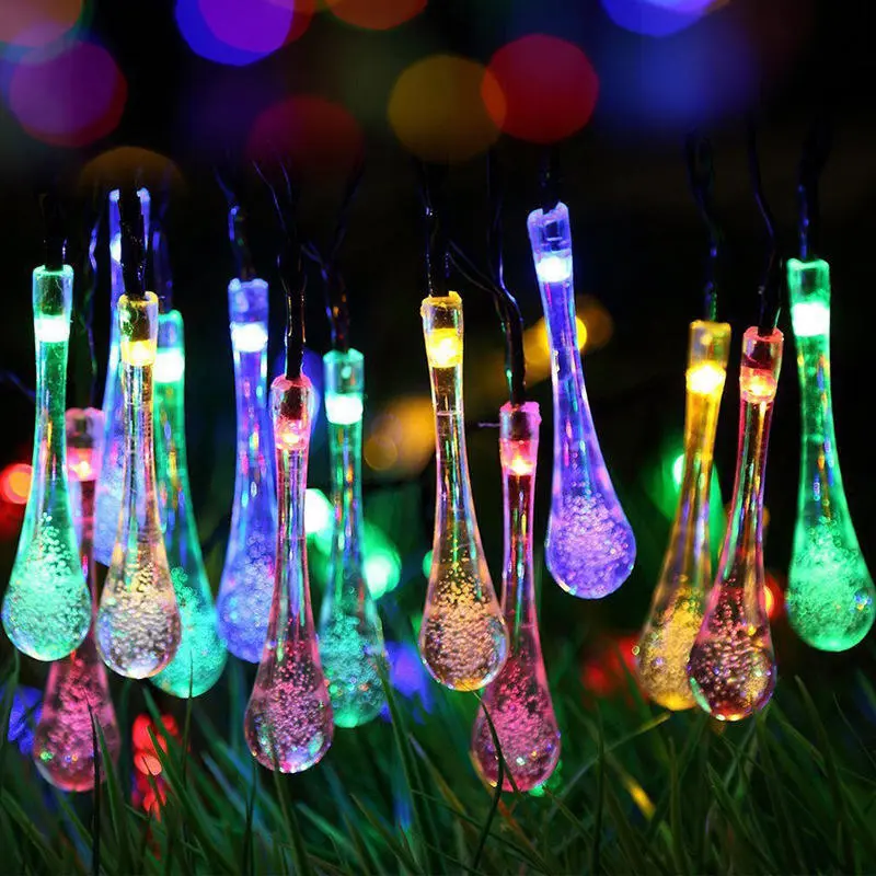 Decoratiuni de Craciun festoon lumina Grădină Pom Lumini decorative de Crăciun Vacanță în aer liber Snur de picături de ploaie cu bule solare 1