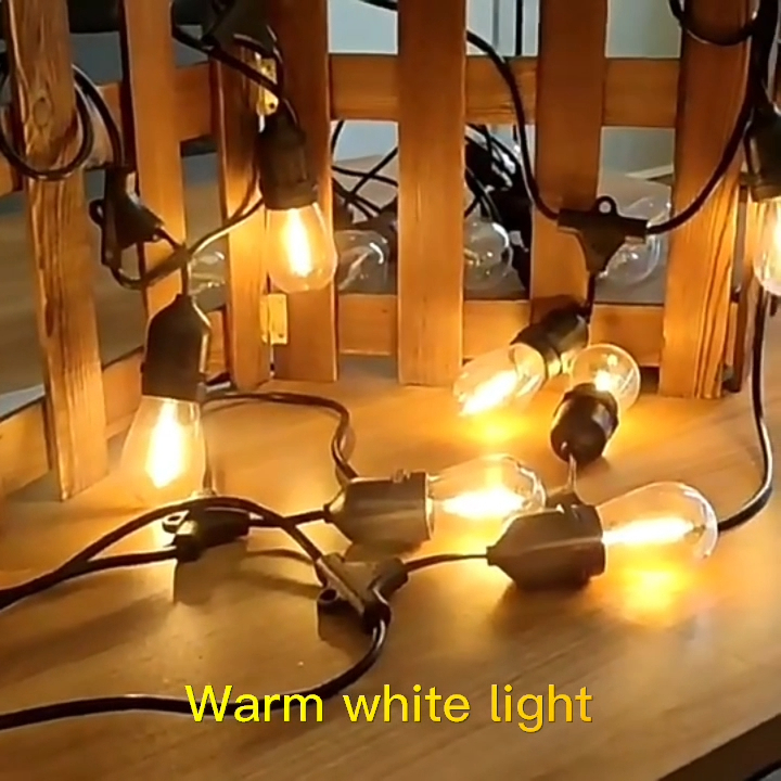 Factory supply IP65 waterproof solar S14 festoon lights 48ft shatterproof led string light outdoor med starburst string 1