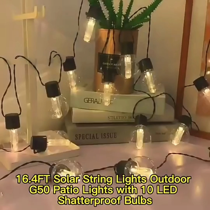IP44 สายไฟ LED ทนฝนและแดดกลางแจ้ง 5 ม. 10 ม. LED G50 หลอดไฟสตริงไฟสตริงไฟปาร์ตี้สีขาวอบอุ่น 1