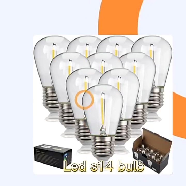 wendadeco de înaltă calitate din plastic decorativ din sticlă pentru exterior S14 2W 220V E27 S14 Bec cu filament Led pentru șir de lumină 1