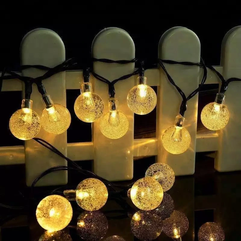 Solar Gelembung Crystal String Light Furnitur Dekorasi Taman Solar Natal Lampu RGB Balls kanggo Outdoor Dekoratif Li 1