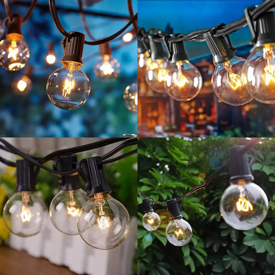 Hot البيع G40 الكرة الأرضية في الهواء الطلق سلسلة ضوء 7.6 متر زينة الحفلات LED g40 خيوط سلسلة مصابيح 220 فولت G40 لمبة led أكاليل 1