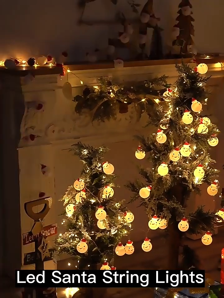  Intro to Led Christmas lights string Santa Claus black hat Snowman deer head decoration lights copper wire lights Wenda Deco 