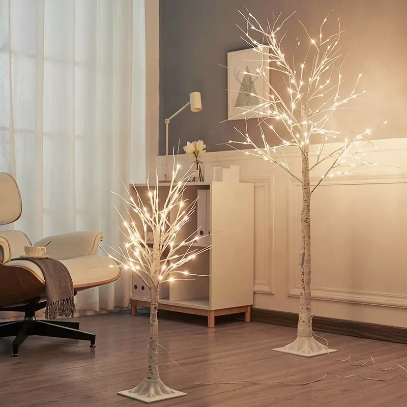 LED Artifical birch tree Light White Birch Tabletop 18IN 24 LED Small Tree Lights Battery Operated decorative tree led l 1