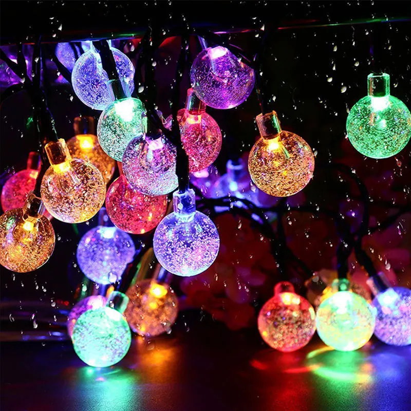 Tali bola gelembung surya LED Tali lampu surya LED dekorasi luar ruangan lampu berwarna tata letak taman Tahun Baru Natal 1