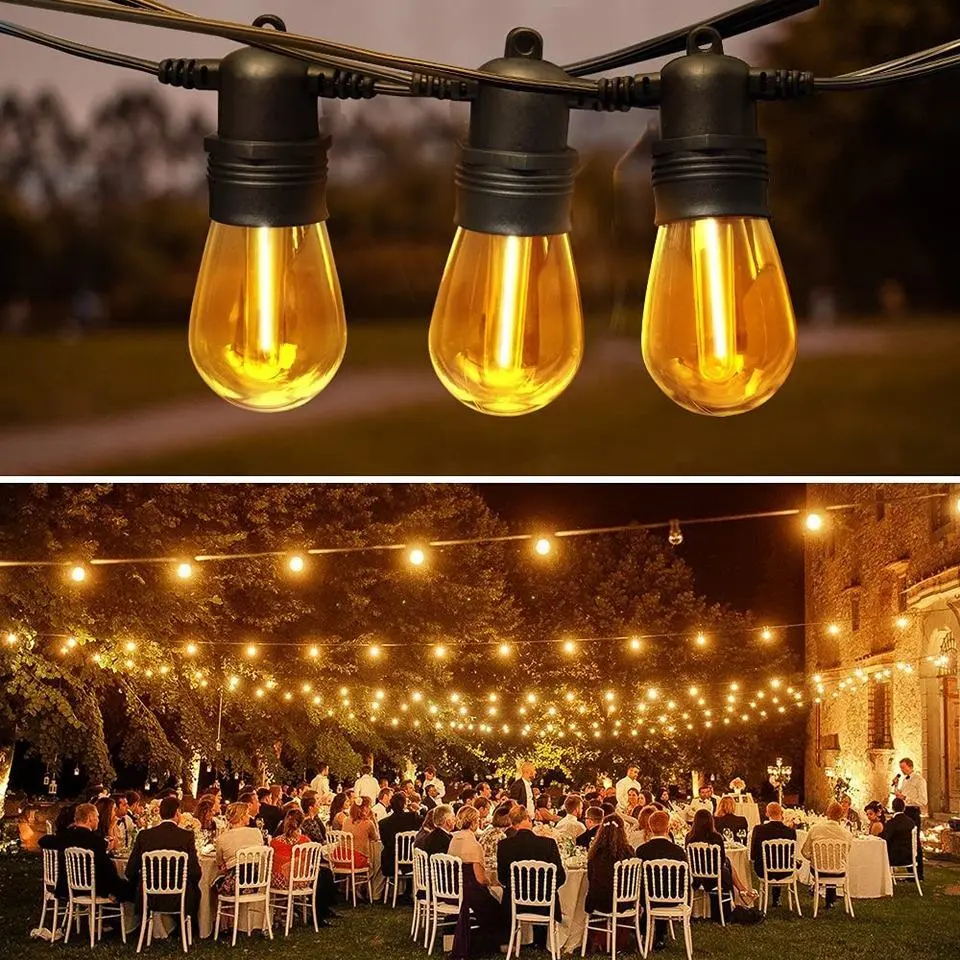 S14 Solar String Light Outdoor 48Ft dengan 10 Shatterproof Bulb Patio Christmas Lights dengan 4 Mode Pencahayaan 1