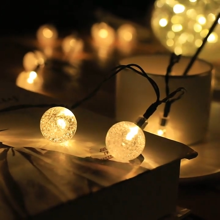 Dekorasi Taman LED 20 Manik Lampu Lampu Bola Kristal Gelembung Surya untuk liburan Natal Wenda Deco 1