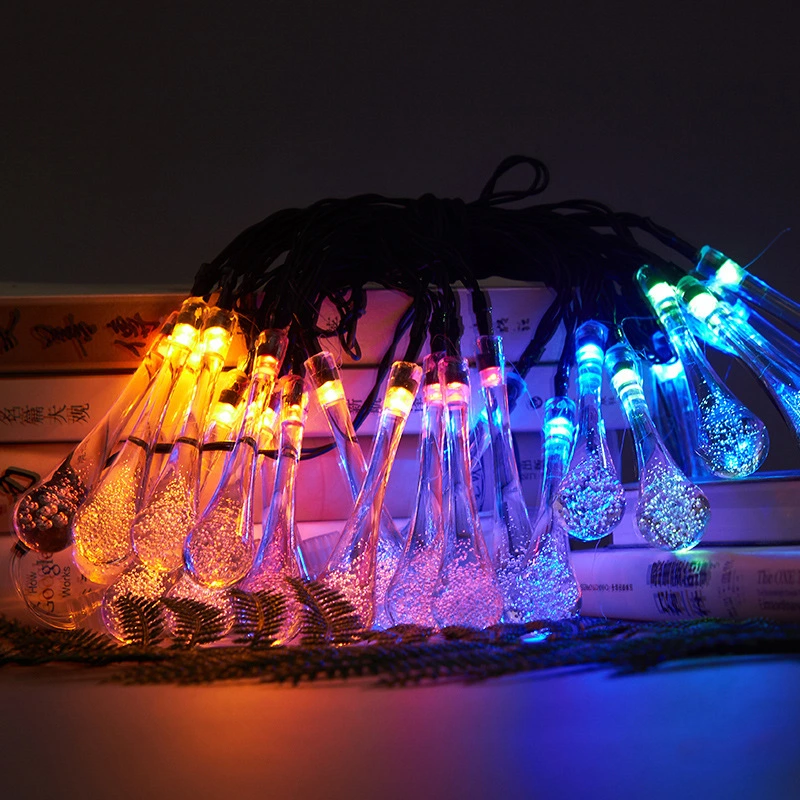 Decoratiune cu LED pentru gradina Picaturi de apa in aer liber Snur de lumina festiva Lampa solara cu sir LED Wenda Deco 1