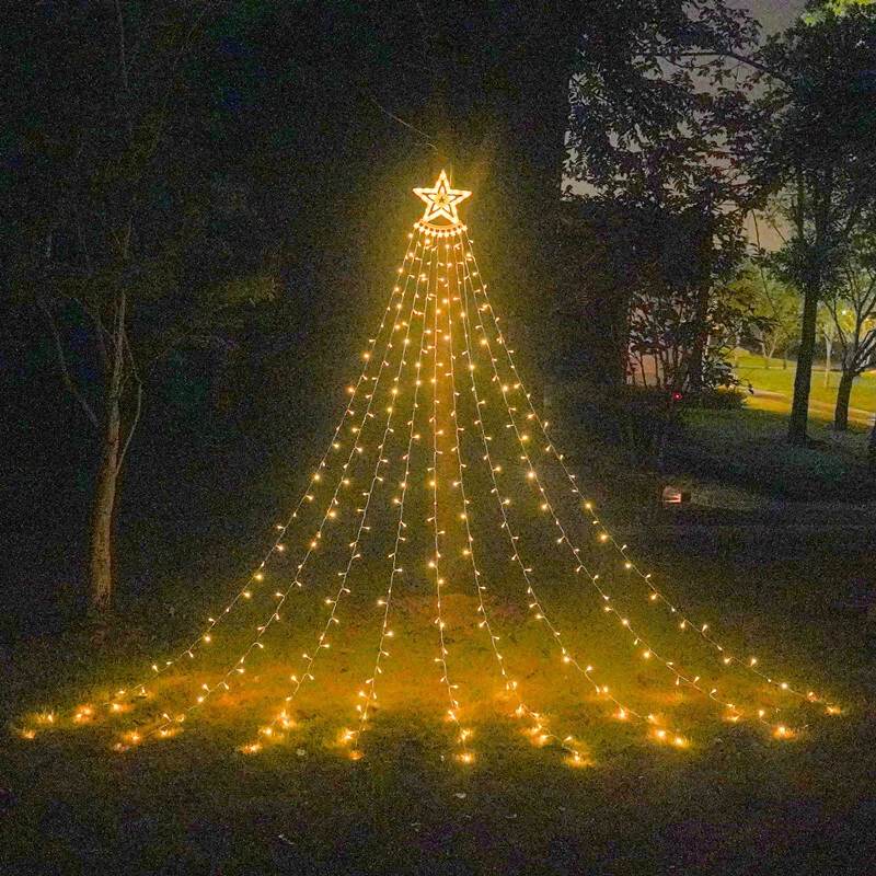 Decorações de natal lâmpada de cortina led luzes de corda flash med starburst lâmpada de gelo led de fada guirlanda luz de cortina 1