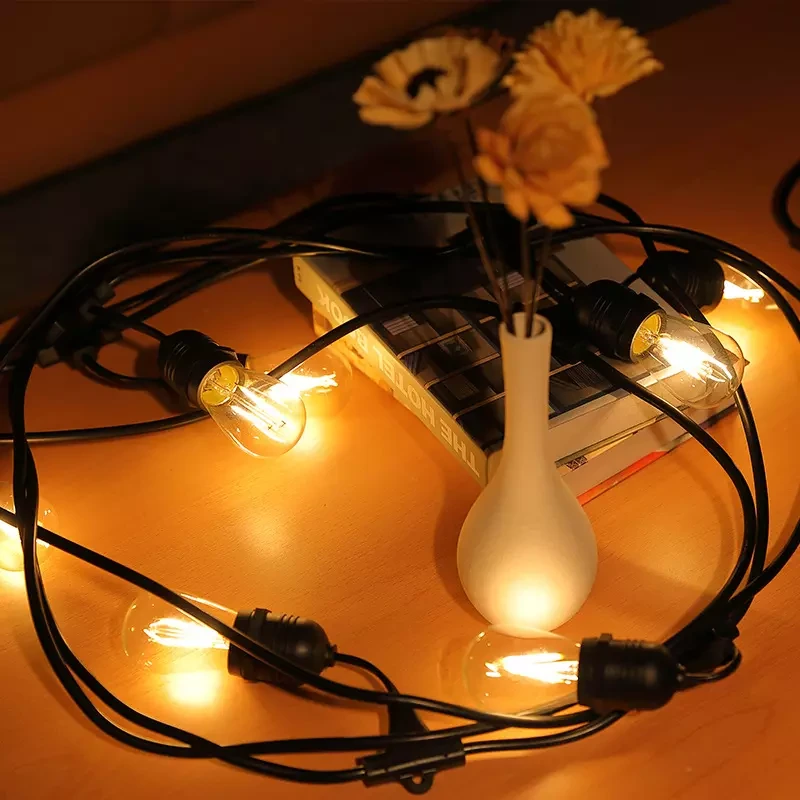 Aprovizionare din fabrică cu lumini solare S14, rezistente la apă, IP65, snur de lumină de 48 de picioare rezistente la rupere, șir de sard în aer liber med starburst 1