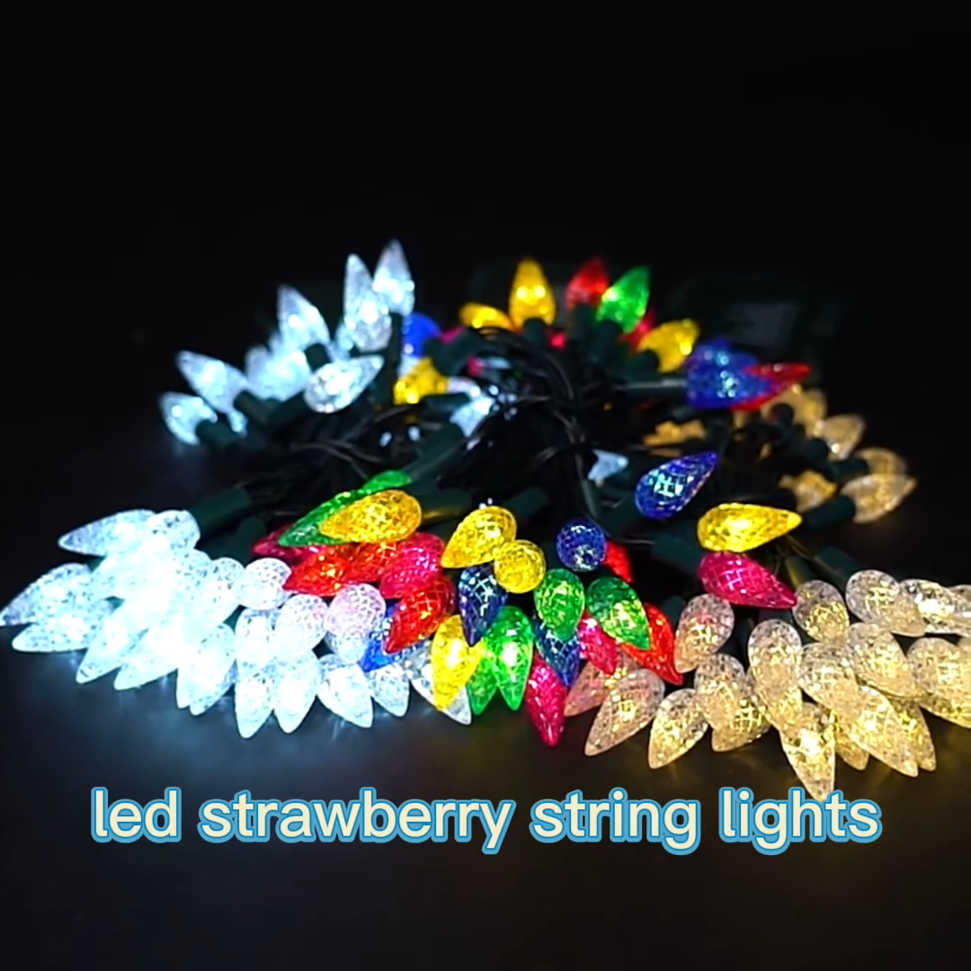  Intro to C6 Warm White LED Strawberry Light C3 C7 C9 Waterproof Battery Box Christmas Tree Decoration Light String Wenda Deco 