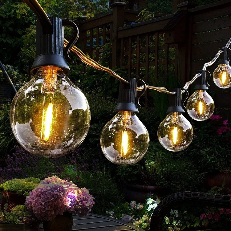 ข้อมูลเบื้องต้นเกี่ยวกับ G40 50ft LED Festoon String Lights โคมไฟสวนกลางแจ้ง Wenda Deco 1