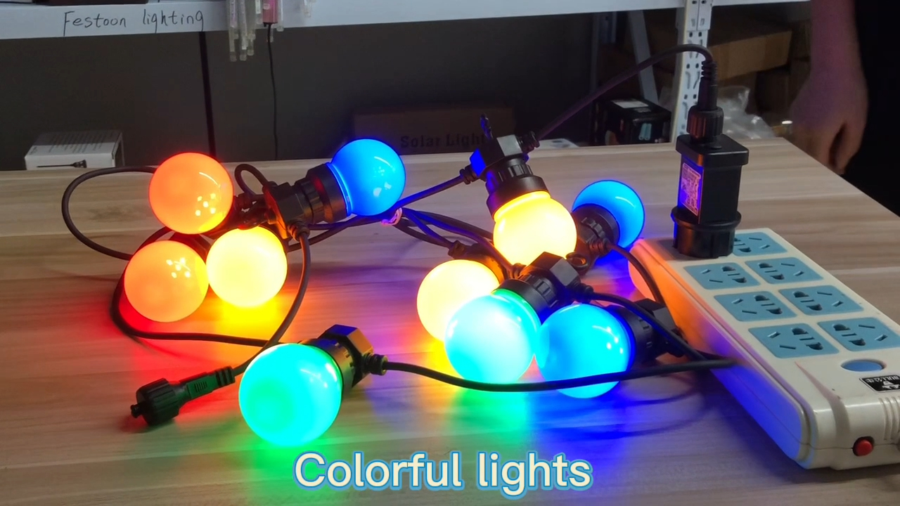 5m/10m Low Voltage Belt light G50 RGB Multicolor Globe Ball Bulb LED Chain Festoon String Light 1
