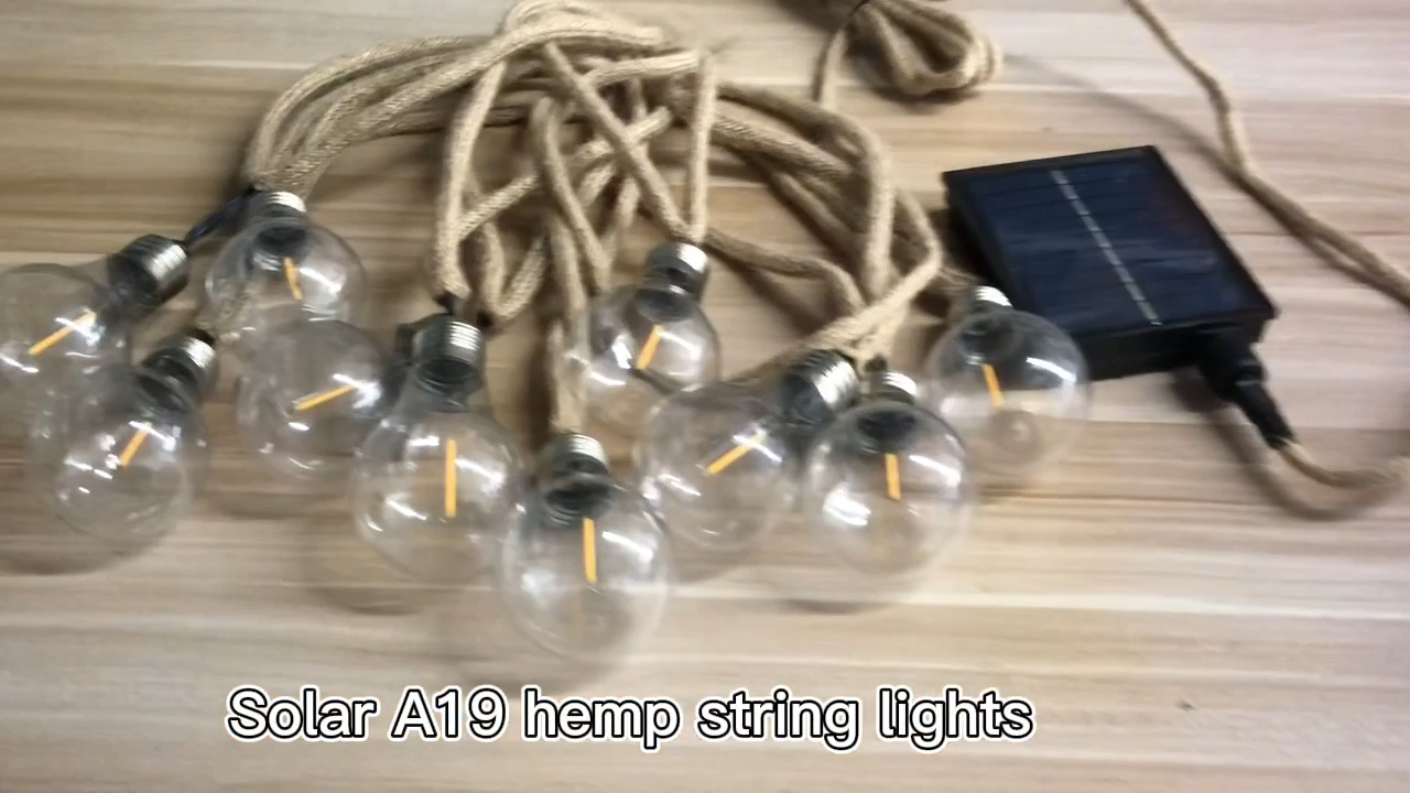 IP65 cu filament rezistent la apă LED A19 șir lumini pentru grădină în aer liber șir cu becuri de cânepă A19 LED Edison string li 1