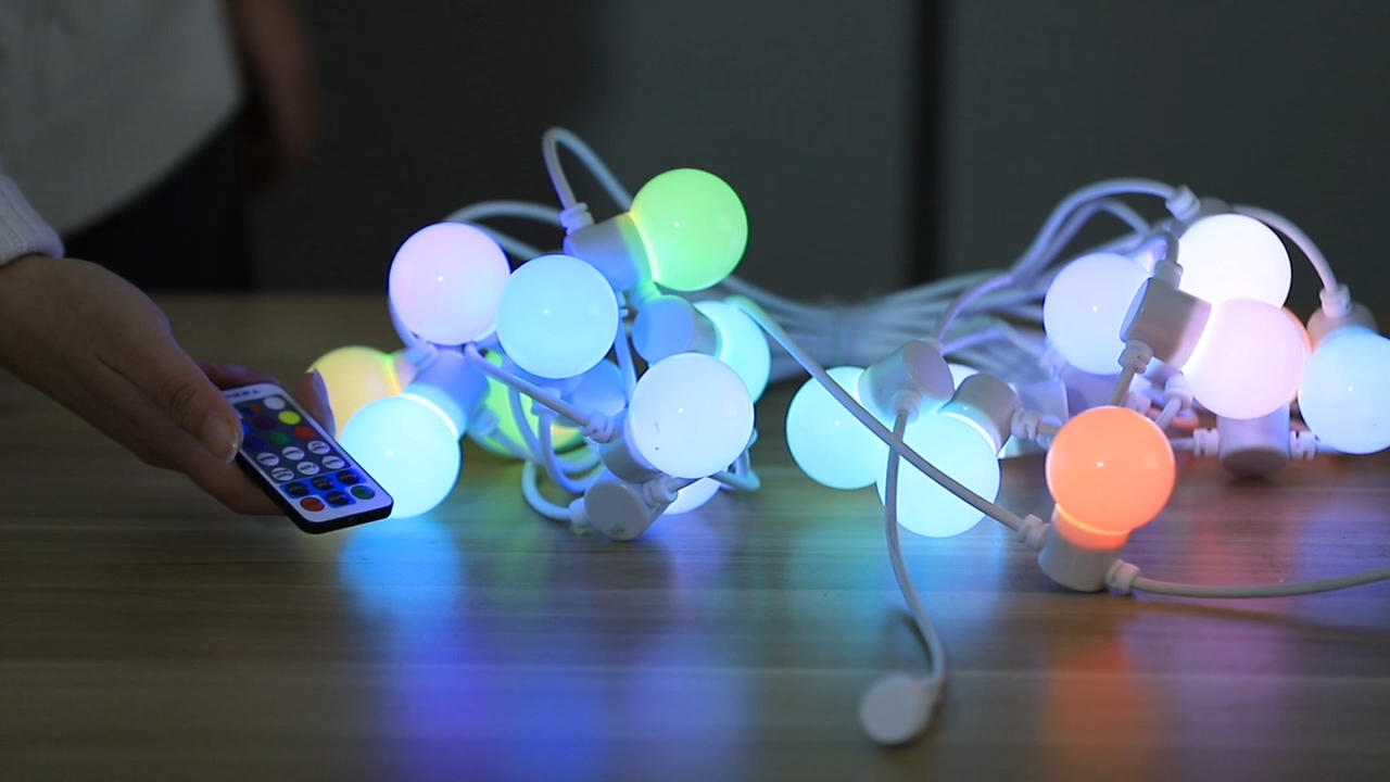 Bohlam Lampu Tali Luar Ruangan Led RGB Lampu Tali G45 Peri Dalam Ruangan Lampu Taman Dekorasi Natal Tahan Air IP44 1