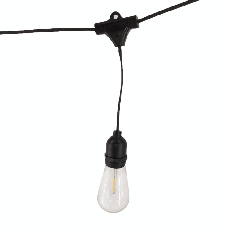 Outdoor hanging patio warm white festoon lights filament bulb 24v outdoor decorative waterproof S14 string light