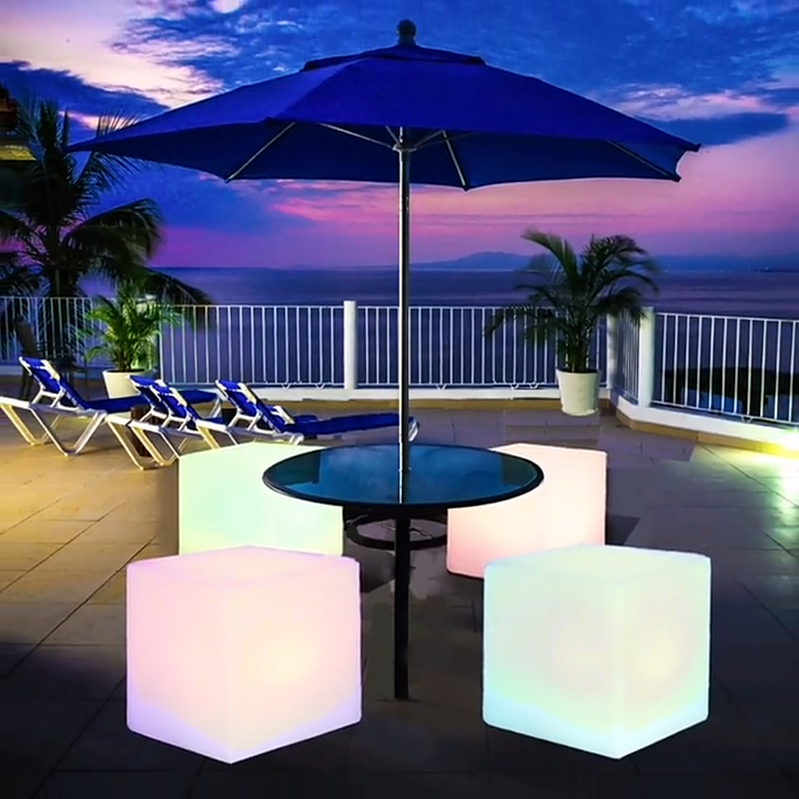Kursi bar LED warna opsional Tahan air pesta klub malam led light cube outdoor LED set kursi untuk taman dan villa 1