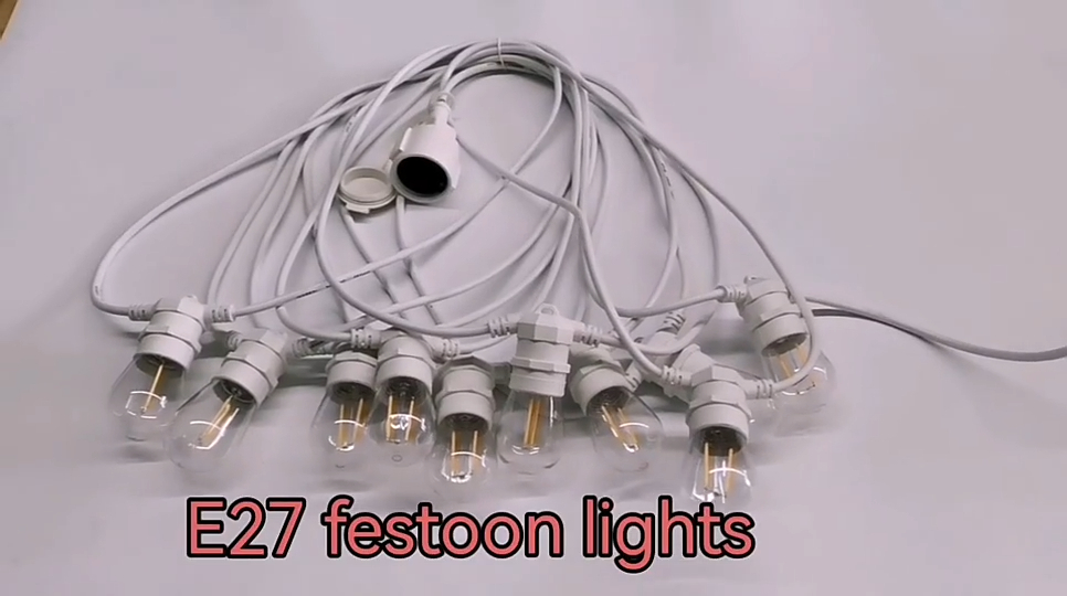 Tahan Air Dapat Dihubungkan Karet E27 Med Starburst Festoon Light dengan E27 Tetap Soket Lampu Led Natal Outdoor Led Stri 1
