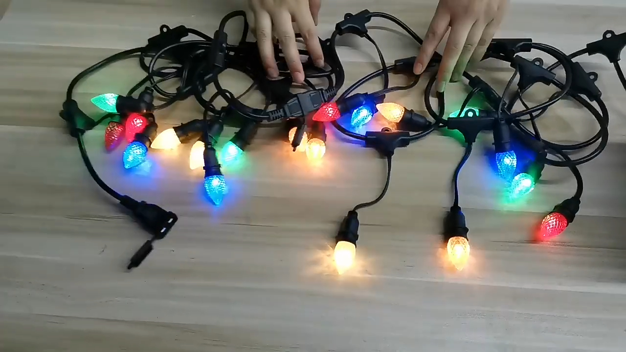 クリスマス屋外ストリングライト C7 C9 E12 メッドスターバーストランプ LED 防水妖精ホリデー照明電球ライト 1
