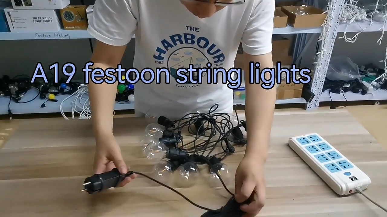 IP65 Luce della stringa esterna collegabile 24v illuminazione per le vacanze a19 lampada patio decorazione natalizia A19 filamento Festoon Stri 1