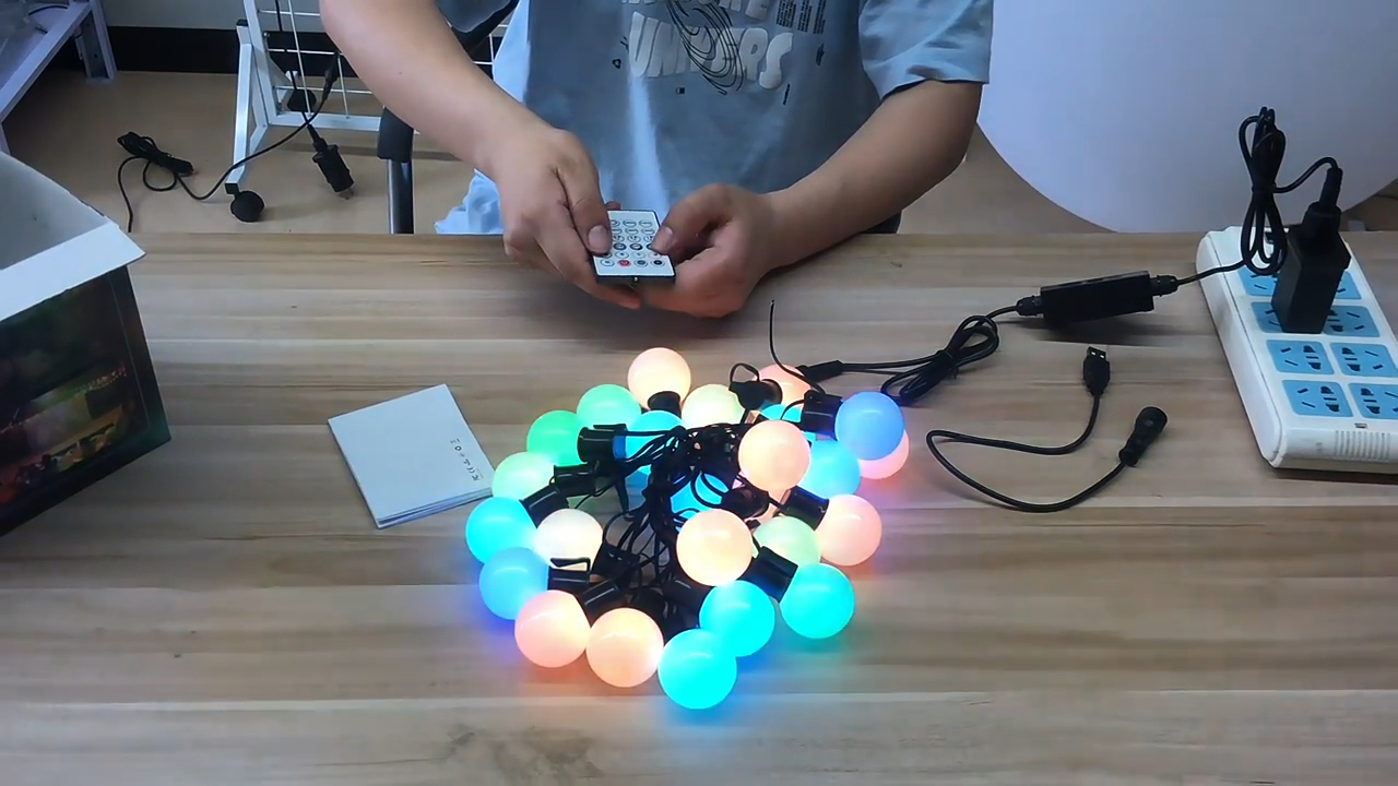 wendadeco 防水屋外 RGB G40 LED ストリングライトリモコン IP65 ホリデー照明装飾ライトストリング 1