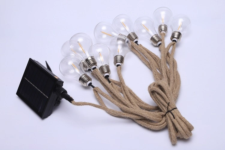 Cotton wire string A19 festoon solar lights for outdoor indoor decorations hanging led garden lights 1