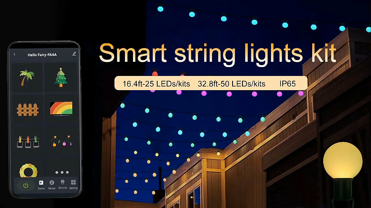 الذكية التحكم عن بعد بقيادة مصباح RGB البلاستيك G40 لمبة led سلسلة ضوء جديد G40 حديقة في الهواء الطلق RGB ماجيك عطلة الإضاءة 1