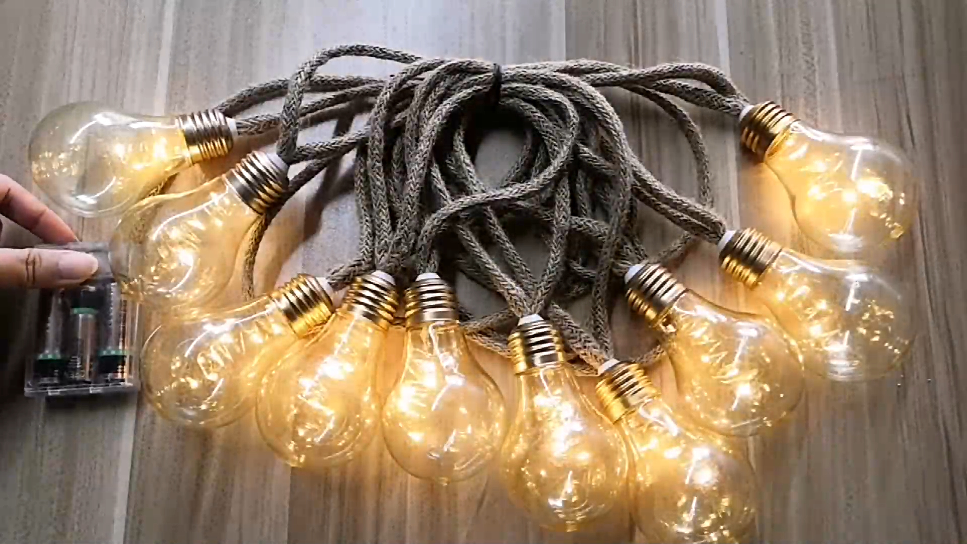 Wholesale Retro hemp rope light led copper wire string lights - Wenda Deco 1