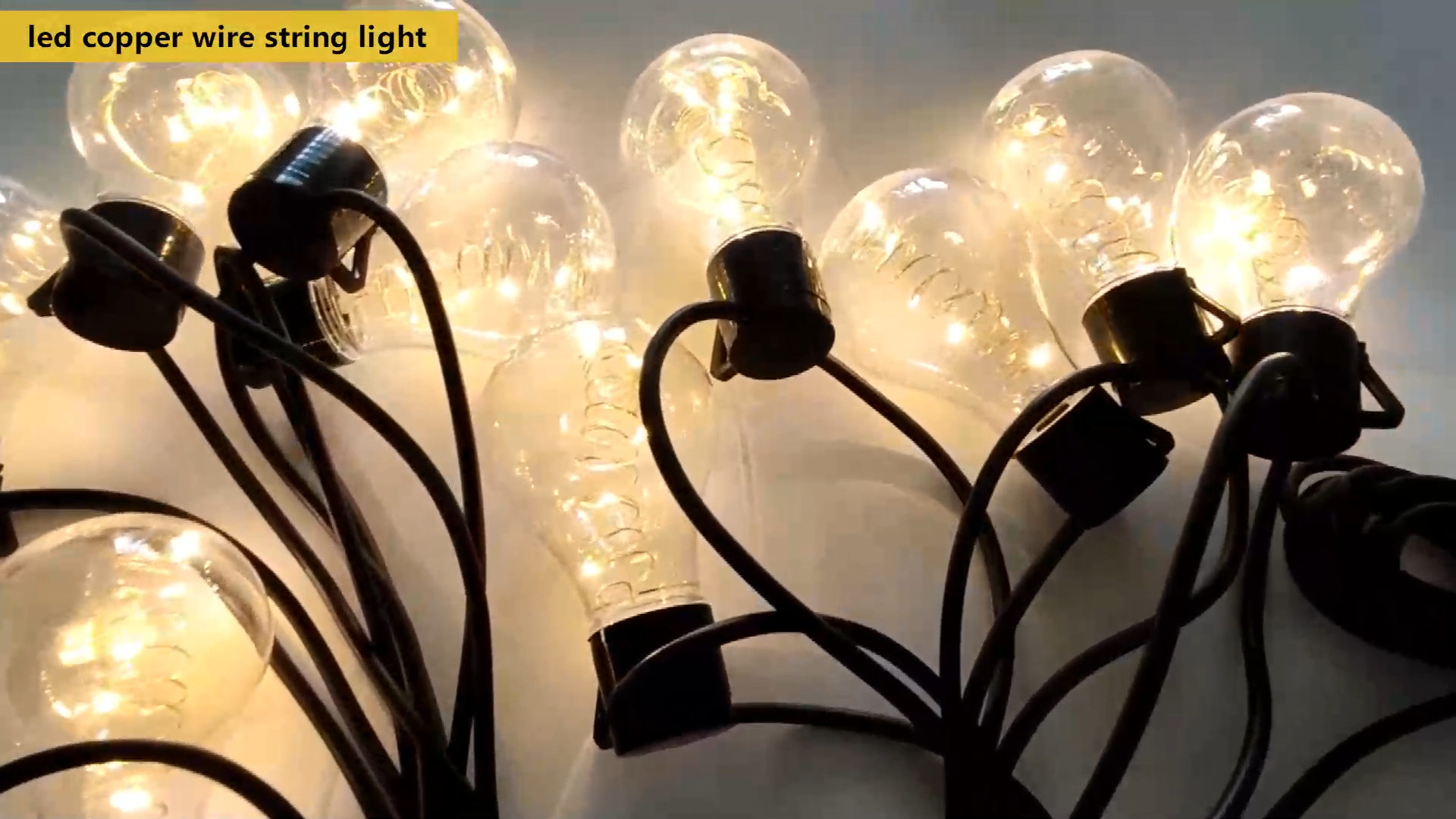 Lampu karangan bunga luar ruangan Natal 10 bohlam putih hangat A60 A19 produsen lampu tali kawat tembaga led - Wenda Deco 1
