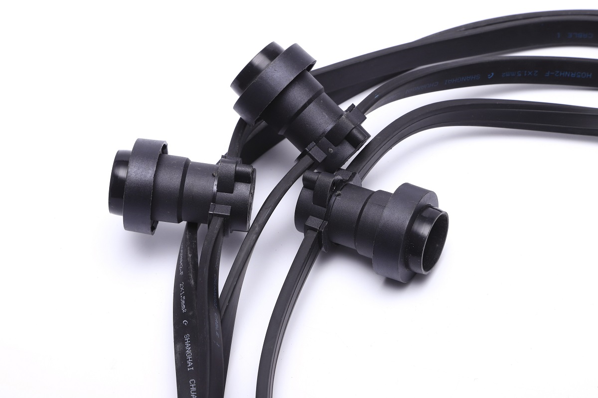 Outdoor waterproof festoon belt lights e27 sockets rubber cable lighting black flat manufacturers | Wenda Deco 5
