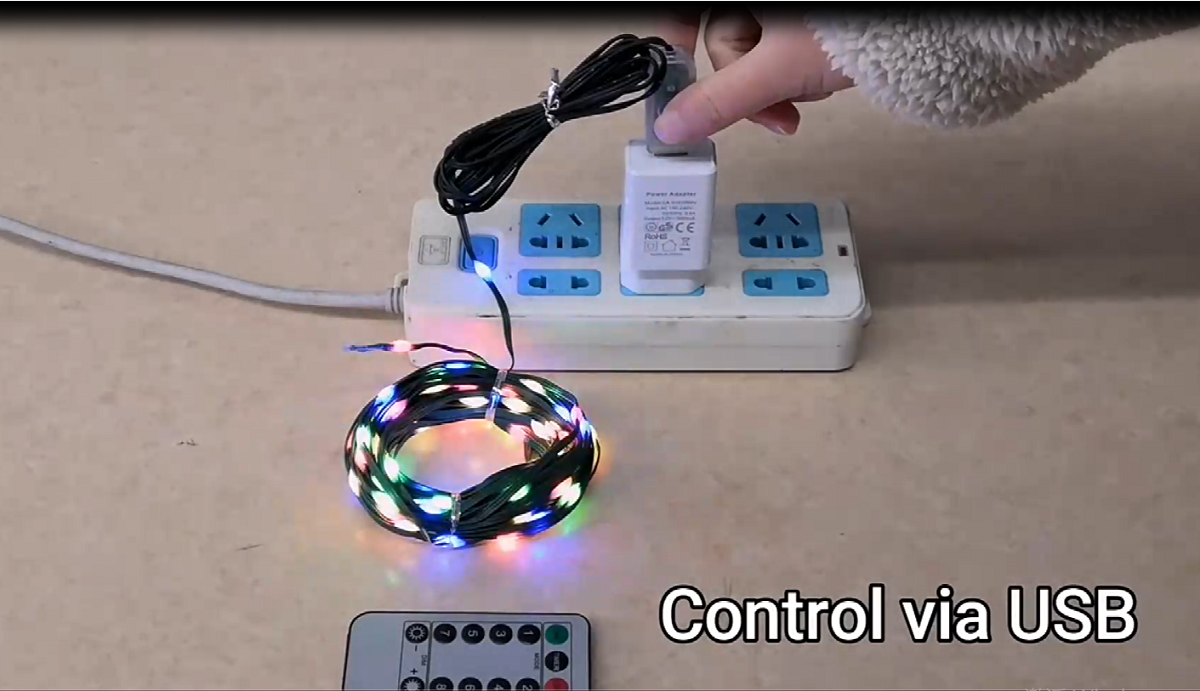 Christmas outdoor string lights with remote and solar panel  IP67 waterproof 8 twinkle lighting for outdoor indoor 2