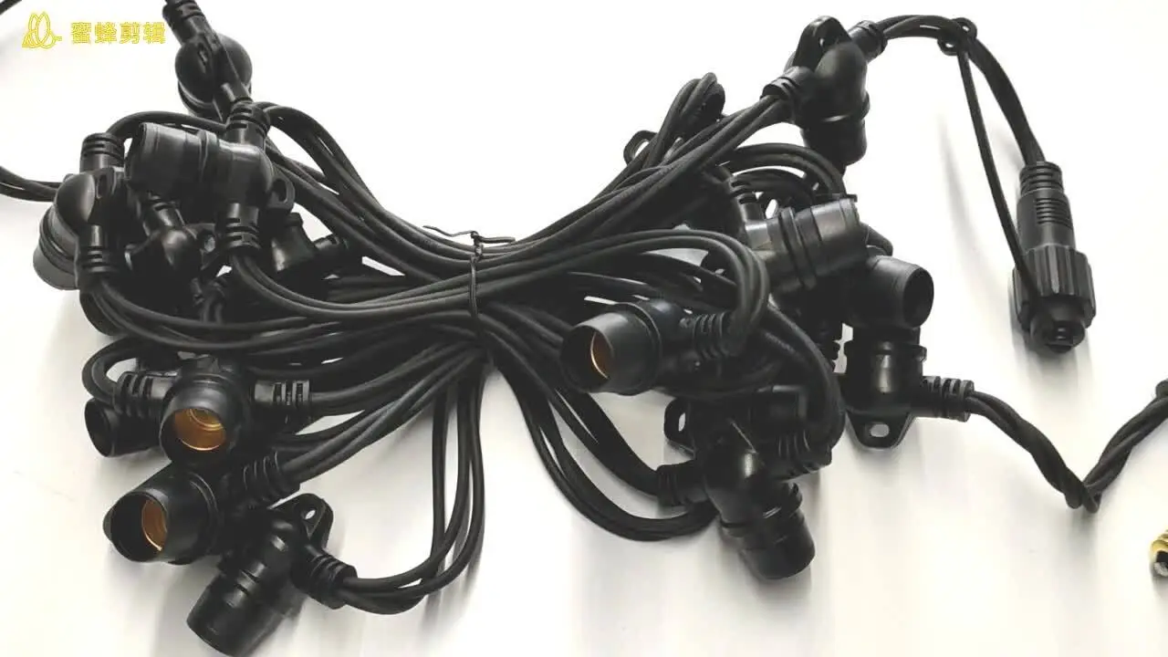 Anzeige Herstellungslieferant Feiertagsdekoration Fee LED-Lichterkette 24 V wasserdichte bunte E14-Glühbirnenkette im Freien 1