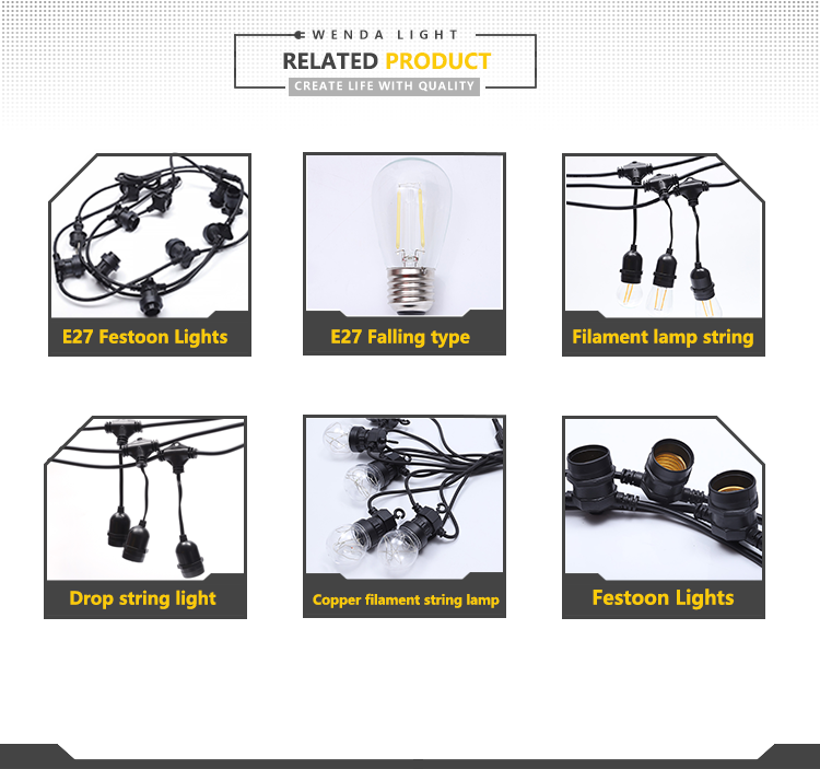WENDA - Décorations Extérieures Festoon Mariage G50 E27 Lampe Étanche Clôture De Noël Guirlande Lumineuse Ce Rohs Emc Ip44 Led Lumière Décorative G50 Guirlande Lumineuse 28