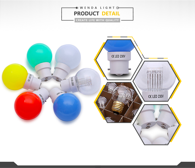 g45 kunststoff bunte birne led 1w lichter weihnachtsbeleuchtung klar smart glühbirne rgb g45 led birne- wenda deco 15