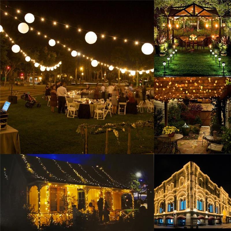 WENDA - Outdoor Party String Lighting E27 Belt Lights B22 Socket Festoon Christmas Garden Wedding Christmas Decoration Rubber Wire 10m Flat cable Belt lights 8