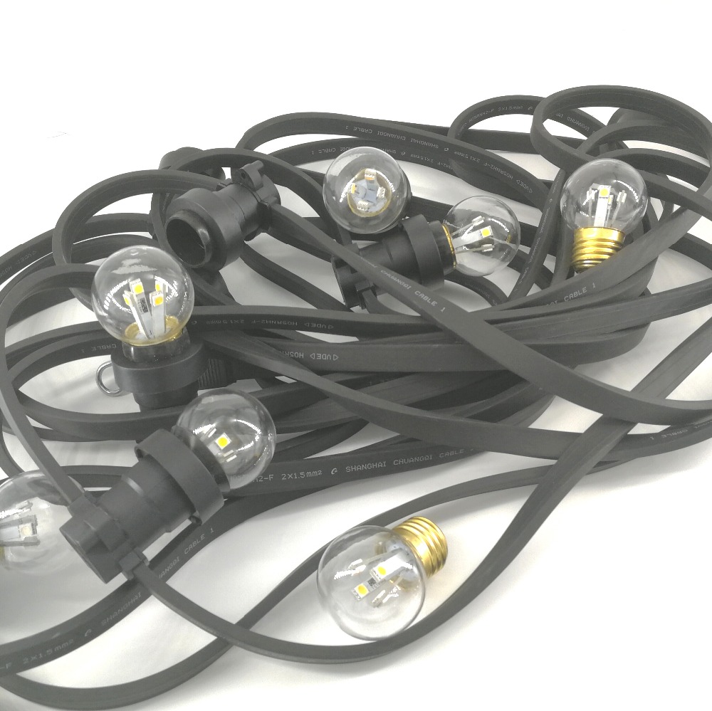 WENDA - Outdoor Party String Lighting E27 Belt Lights B22 Socket Festoon Christmas Garden Wedding Christmas Decoration Rubber Wire 10m Flat cable Belt lights 18