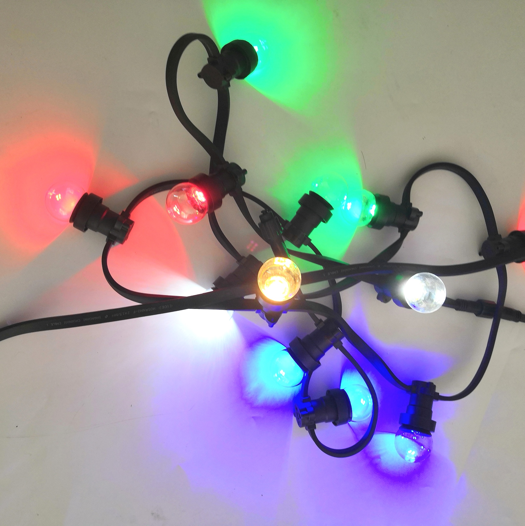 WENDA - Outdoor Party String Lighting E27 Belt Lights B22 Socket Festoon Christmas Garden Wedding Christmas Decoration Rubber Wire 10m Flat cable Belt lights 24