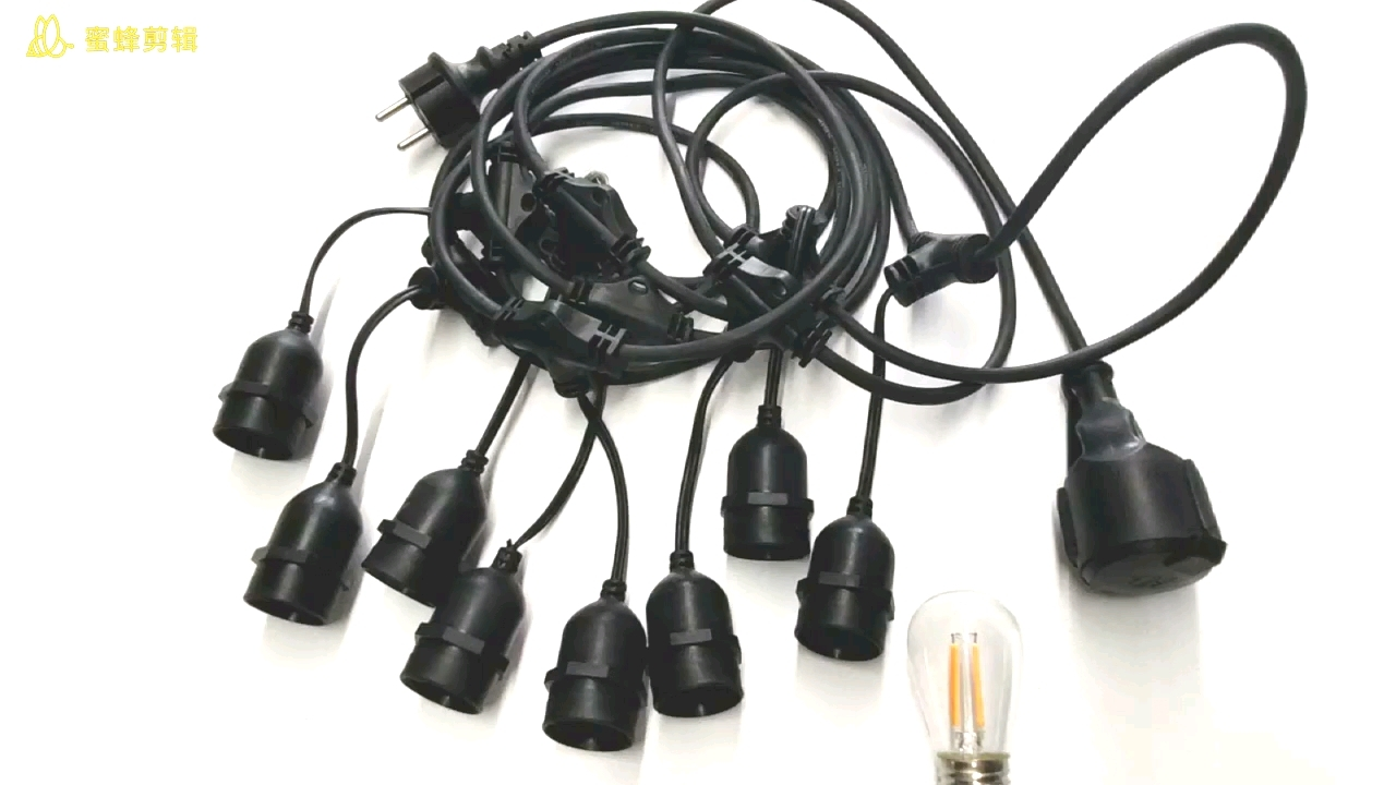 WENDA - 10m IP65 suspendido suspendido e27 base globo portalámparas cinturón colgante cadena de luces cable redondo Cinturón luces 1