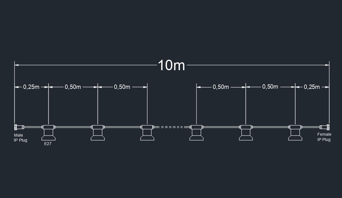 Meilleure guirlande caoutchouc connectable IP65 E27 guirlande lumineuse terrasse vintage Entreprise - Wenda Deco 17