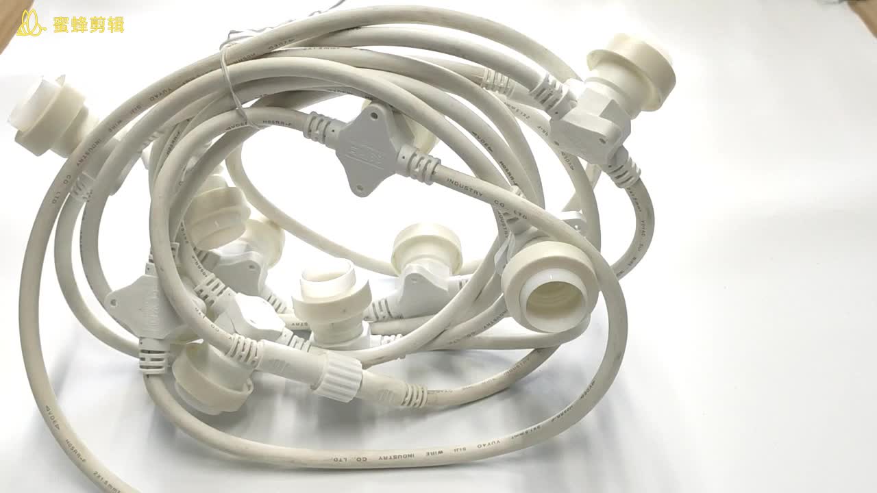 Cel mai bun cablu alb de lumină cu centură cu fesoane conectabile E27 pentru iluminat cu feston de plivire în aer liber Companie - Wenda Deco 8