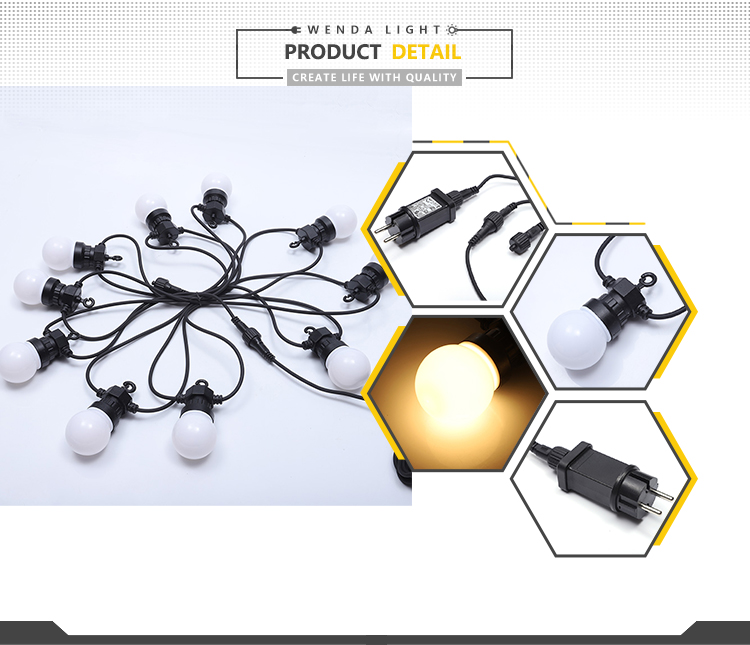 Lampu teras led luar ruangan g50 pesta pernikahan dekorasi natal lampu festoon 10m g50 string lampu 24