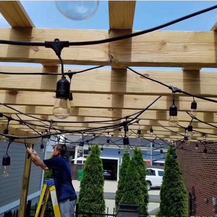 WENDA - Outdoor hanging patio warm white festoon lights filament bulb 24v outdoor decorative waterproof S14 string light New Festoon garland lights 10