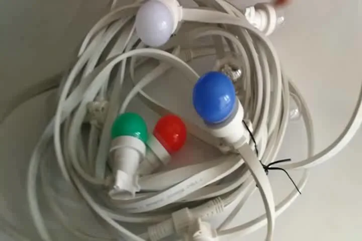 WENDA - Cabo de férias de 10 m à prova d'água para decoração ao ar livre cinto luzes de festão E27 fio liso branco corda led luz de borracha 01. luzes de cinto 1