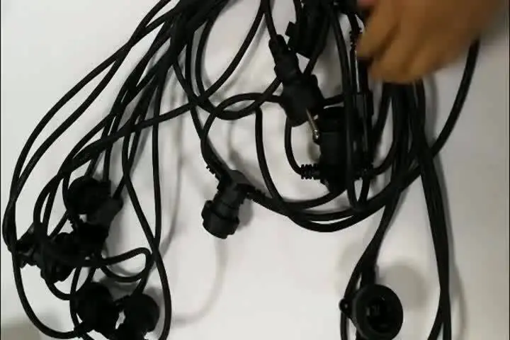WENDA - E27 Коммерческий черный кабель Led Festoon Belt Lights Водонепроницаемые наружные подключаемые декоративные гирлянды B22 10 м 100 м Круглый кабель Ленточные светильники 1