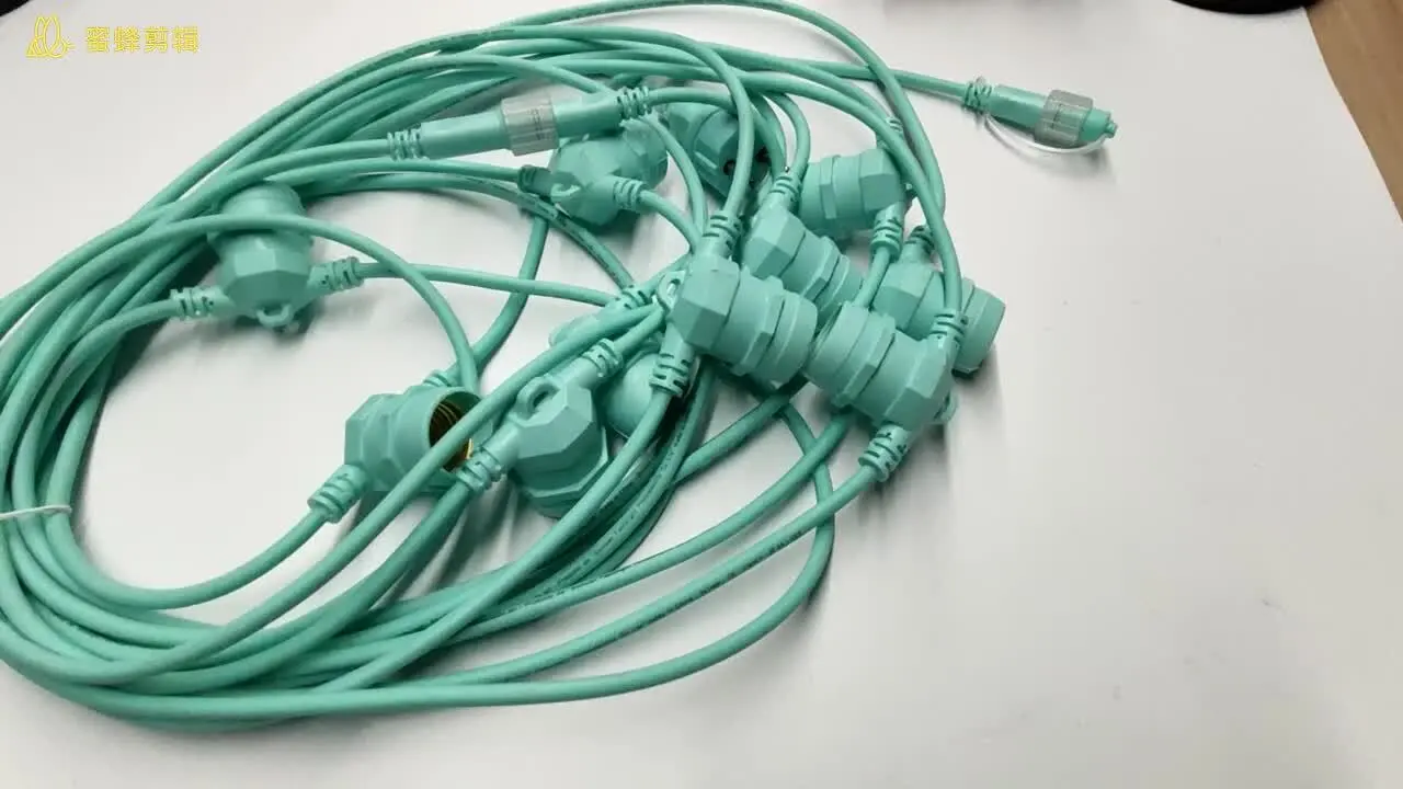 WENDA - Cable verde impermeable Ip44 E27 banda de lámpara de cobre led portalámparas de luz de cadena led Para vacaciones al aire libre y decoración navideña Cable redondo Luces de cinturón 1