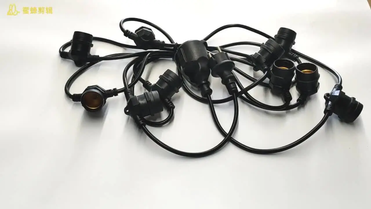 WENDA - 220V 5m 10pcs E27 led string light festoon light black cord globo de natal string festoon light string 24v au Round cable Belt lights 1